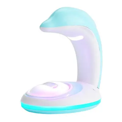 (Blue) LED Lamp Night Light USB Rechargeable Rainbow Dolphin Projector Romantic Atmosphere Home 