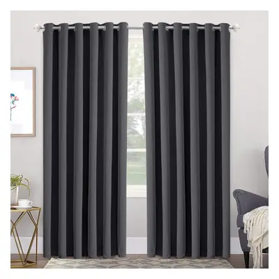 (GREY, 90x90) READY MADE EYELET SILVER & GREY BLACKOUT CURTAINS