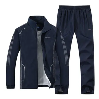 (royal blue, XXXXXL) Men &apos;s Set Spring Autumn Men Sportswear Two Piece Set Sporting Suit Ja