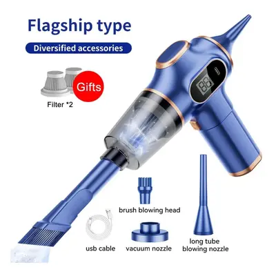 (2 Pcs Filter, Blue) New Original Powerful 9500000Pa in Cordless Vacuum Cleaner Car Portable Rob