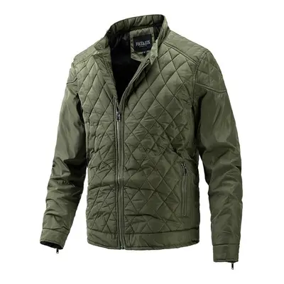 (army green, XXL) Fashion Autumn Jacket Man Stand Collar Jacket Mens Cotton Windbreaker Jackets 