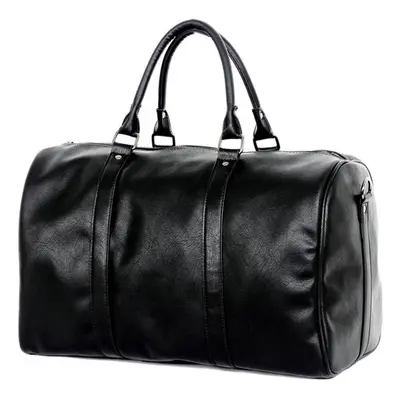 (black) Fashion Design Large Capacity Shoulder Travel Duffle Travel Pu Leather Messenger Vintage