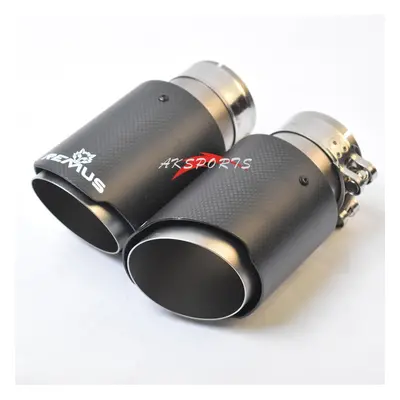 (63-89mm) 1pc Car Straight Flange Matt Carbon Sandblasting Exhaust Pipe Stainless Steel Muffler 