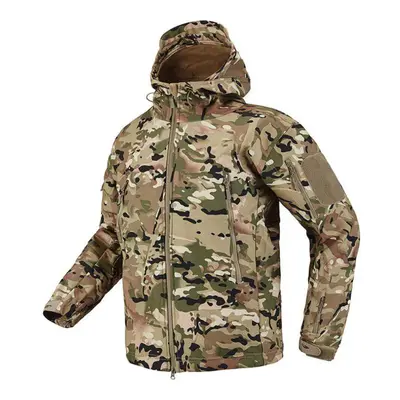 (capri, XXXL) Men Soft Shell Military Jacket Waterproof Fleece Tactical Camouflage Jacket Winter