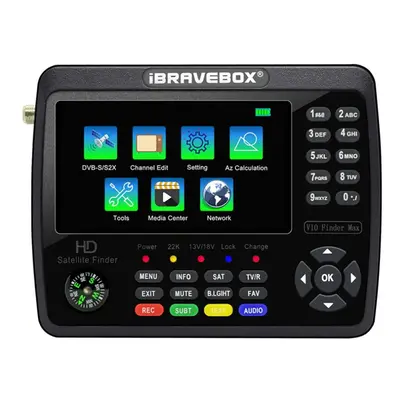 (black, US Plug) Ibravebox V10 Finder Max Hd Satellite Tv Signal Finder Dvb-s/s2/s2x Digital Han