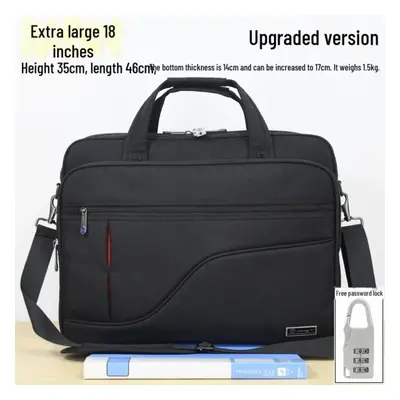 (black, Upgraded plus size, inches) Men&apos;s Canvas Business Briefcase with Large Capacity for