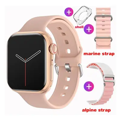 (Pink, three straps) Smart Watch Women Ultra Series NFC Smartwatch Men BT Call Waterproof Wirele