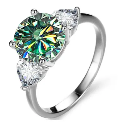 (blue,green, 7.25) Bagueringen Luxury Wedding Sterling Silver Ring Carat D-color Moissanite Diam