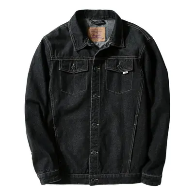 (black, XXXXXL) Fall Plus Size Men &apos;s Clothing Increase Fattening Denim Jacket Jacket Men &