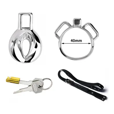 (silver, 40mm) Male Wearable Chastity Lock Stainless Steel Metal Penis Cage Penis Ring Restraint