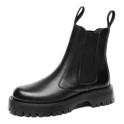 (black, 42) Fashion Chelsea Boots Mens Winter Shoes Thick Sole Non-slip Genuine Leather Mens Ank