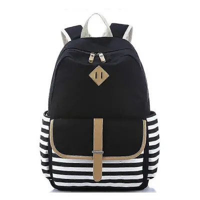 (without USB) Canvas Backpack, Navy Striped Travel Backpack