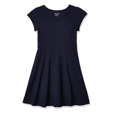 The Children's Place Girls' Short Sleeve Basic Skater Dress Tidal Single XX-Large