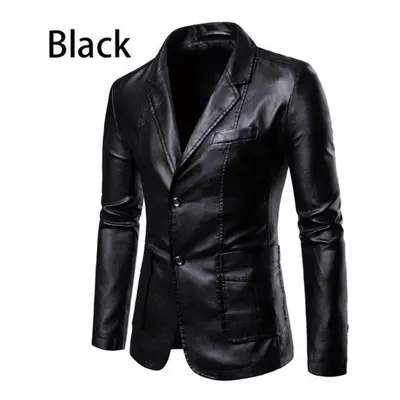 (black, 5XL) Autumn And Winter Men&apos;s Leather Pu Motorcycle Men&apos;s Slim Leather Jacket H