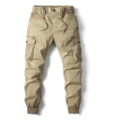 (khaki, 30) Spring Men&apos;s Large Size Casual Cargo Pants Loose Leggings