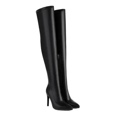 (black, 47) Krazing Pot Pu Autumn Winter Shoes Stiletto High Heels Super Size Sexy Stovepipe Boo