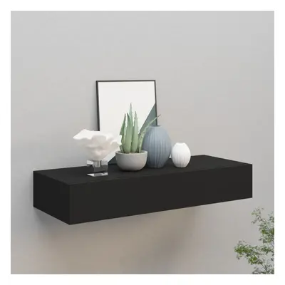 vidaXL Wall-mounted Drawer Shelf Black MDF Ledges Floating Cabinet Wall Shelf