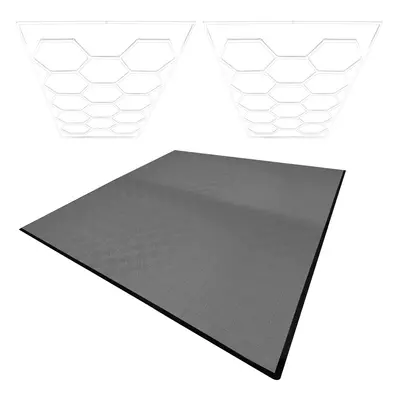 (Hexagon LED Lights x & Vented Garage Floor Tiles x With Edges - Grey) Vented Garage Floor Tiles