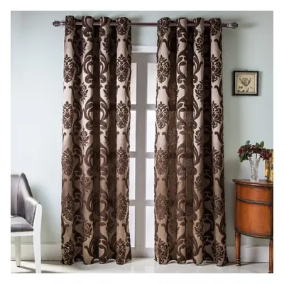 (brown, W250cm x L250cm) 1pc Jacquard Balcony Door 40% Semi-blackout Window Ring Type Curtain Fo