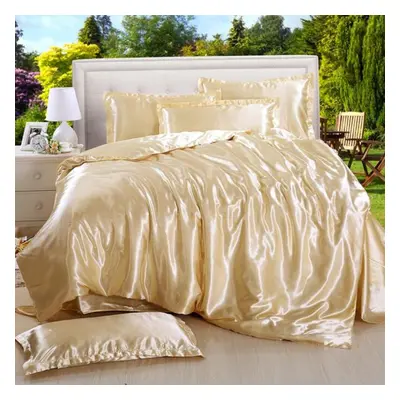 (beige, 2.2 x 2.4(4 pcs?) Solid Color Bedclothes Black Silk Bedding Home Textile Bedclothes