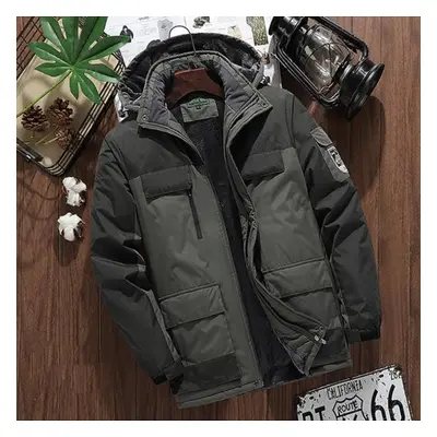 (army green, XXXXXXL) Autumn And Winter Charge Coat Men&apos;s Plush And Thickened Trendy Cotton