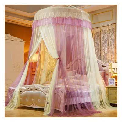 (yellow,purple, 2.2m (7.2 feet) bed) Elgant Canopy Mosquito Net Hanging Bed Curtain Encryption I