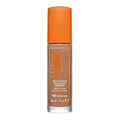 Rimmel Lasting Radiance Medium Coverage Anti Pollution Foundation, SPF 25, Natural Beige (Rimmel