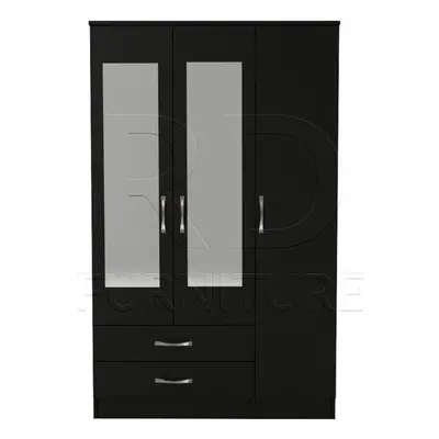 Ready assembled Classic Door Drawer Mirrored Wardrobe Black