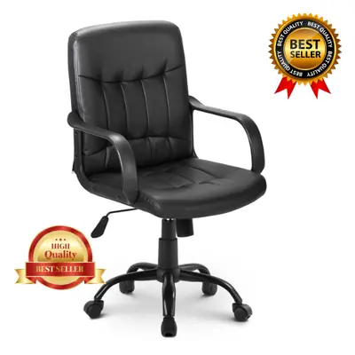 Mid Back PU Leather Ergonomic Swivel Office Chair for Computer Desk