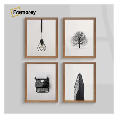 (90x60 CM) Dark Oak Picture Frame / Wall Art Frames / Flat Wooden Effect Poster Frame / Photo Pr