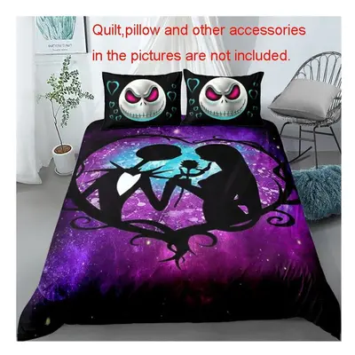 (Couple, EU-Double(3pcs):200Ã200cm) 3D Nightmare Before Christmas Duvet Cover Set Jack and Sall