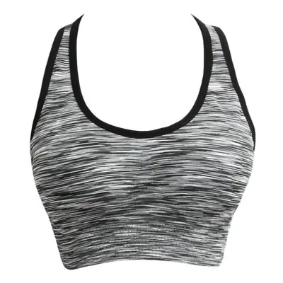 (Grey, M) Women Fitness Yoga Sports Bra Contrast Padded Wire Free Seamless Push Up Running Gym R