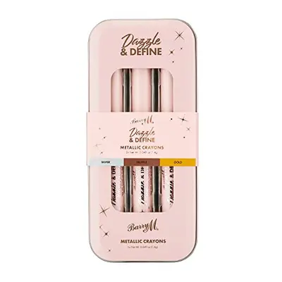 Dazzle & Define Metallic Crayons, Shade Metallic Neutrals | x3 Eyeshadow Pens in Silver, Gold, B