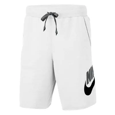 (L) Nike Large Swoosh Logo White Sweat Shorts