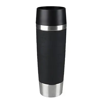 Tefal K3081214 Travel Mug Grande, Reusable Drink Bottle To Go, Quick Press Closure, Black Silico