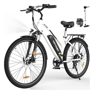 (White) HITWAY Electric Bike BK27 for Adults, 28" Electric Bicycle E-bike 36V 12Ah Battery, 250W