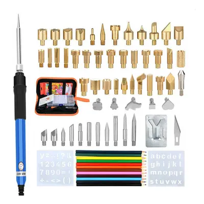 (US Plug) 71Pcs 60W Adjustable Temperature Electric Soldering Pyrography Iron Set Welding Solder