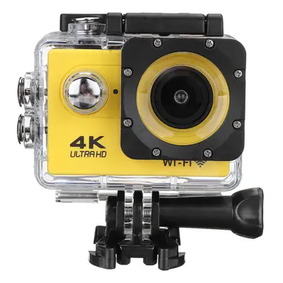 (Yellow) Action Camera WiFi 4K Sports Camera Ultra HD 30M Wide Angle Waterproof DV Camcorder wit