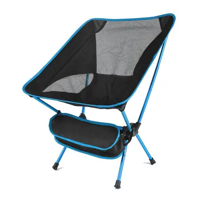 (Sky Blue) Folding Camping Chair Fishing BBQ Hiking Chair Picnic Lightweight Extended Chair Outd