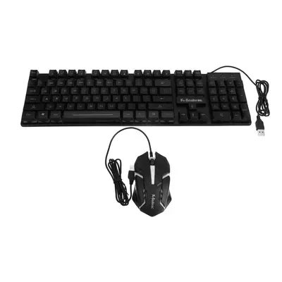 (Black) Waterproof 104key LED USB Wired Gaming Keyboard & 1000DPI Mouse Combo Set Multi-Colored 