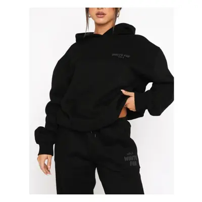 (black, S) Women's Long Sleeve Hoodie Sweatshirt and Sweatpants Set Stylish Two-Piece Tracksuit 