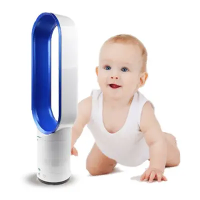 (Oval rectangle,Blue) Bladeless Tower Fan with Timer & Remote Control