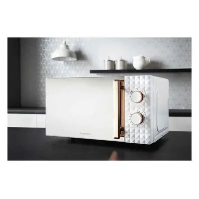 Diamond White and Rose Gold Effect Microwave Capacity 20L Mirror Finish Door