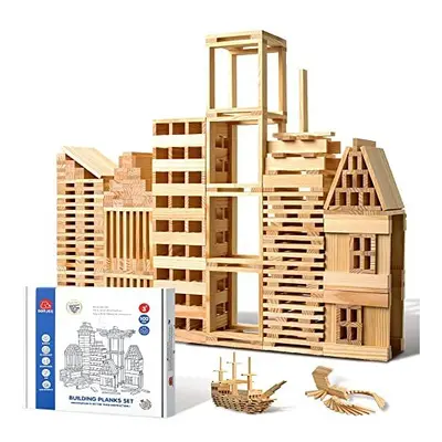 Wooden Building Blocks Set,Original Building Toys for Kids,STEM Toys for 3+ Year Old (100 Pieces