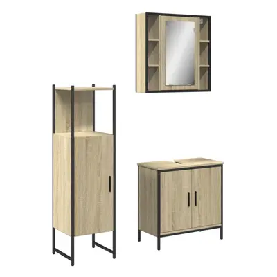 vidaXL Bathroom Cabinet Set Piece Sink Cabinet Sonoma Oak Engineered Wood