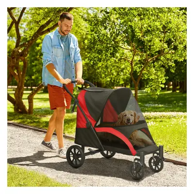 PawHut Easy Folding Pet Stroller for Large Dogs, Black