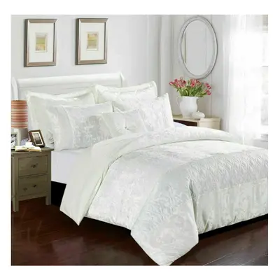 (White, Double) Luxury Crushed Velvet SANTIAGO Duvet Cover Bedding