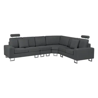 Left Hand Corner Fabric Sofa Dark Grey STOCKHOLM