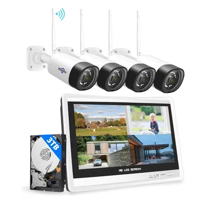 Wireless Security Camera System 12"Monitor Wireless WiFi Security CCTV System 8CH NVR Night Visi