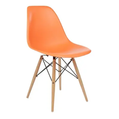 (ORANGE , SINGLE CHAIR ) MOF Dining Chairs Retro Wooden Legs Dining Chair